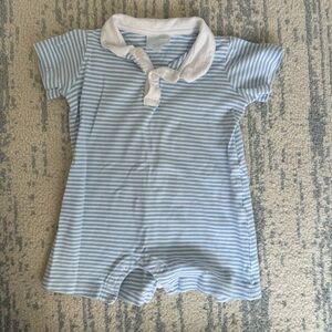 Little English polo romper - pale blue